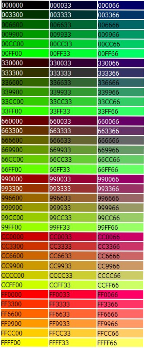 TMG 24 Farbtafeln mit Hexa Dezimal Code