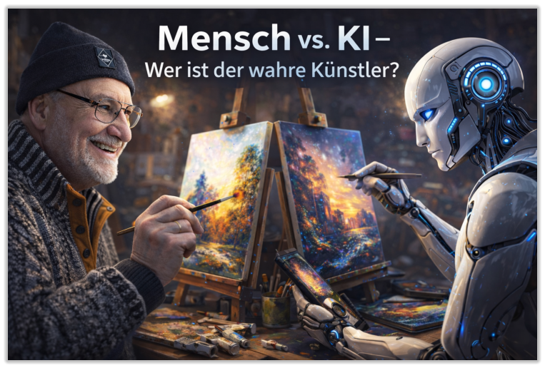 Mensch arbeitet mit KI Bildgenerator
